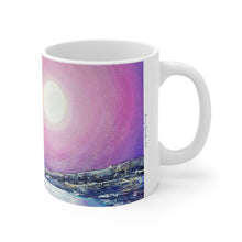 Load image into Gallery viewer, 11oz BPA, lead-free, microwave/dishwasher safe, white ceramic, vivid colours. Many original artworks by Kerry Sandhu Art
