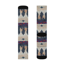 Load image into Gallery viewer, Step out in style with these funky socks! 3 sizes. Ribbed tube, cushioned bottoms, sublimated print by Kerry Sandhu Art
