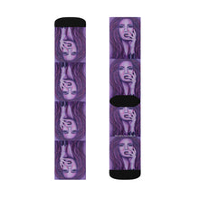 Load image into Gallery viewer, Step out in style with these funky socks! 3 sizes. Ribbed tube, cushioned bottoms, sublimated print by Kerry Sandhu Art
