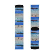 Load image into Gallery viewer, Step out in style with these funky socks! 3 sizes. Ribbed tube, cushioned bottoms, sublimated print by Kerry Sandhu Art
