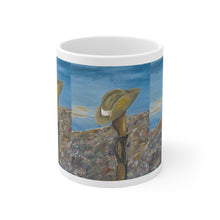 Load image into Gallery viewer, 11oz BPA, lead-free, microwave/dishwasher safe, white ceramic, vivid colours. Many original artworks by Kerry Sandhu Art
