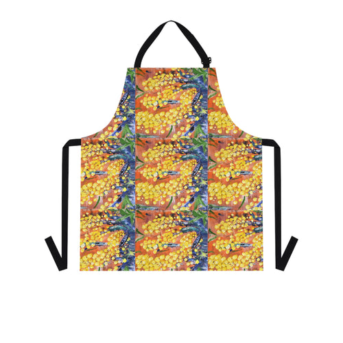 Apron - lightweight, silky finish 100% polyester, two front pockets. Many original artwork designs by Kerry Sandhu Art