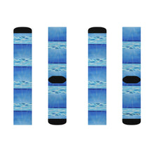 Load image into Gallery viewer, Step out in style with these funky socks! 3 sizes. Ribbed tube, cushioned bottoms, sublimated print by Kerry Sandhu Art
