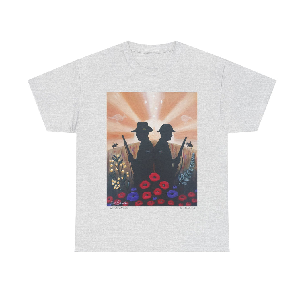 Spirit of the A N Z A Cs - Unisex HEAVY COTTON TEE - by Kerry Sandhu Art