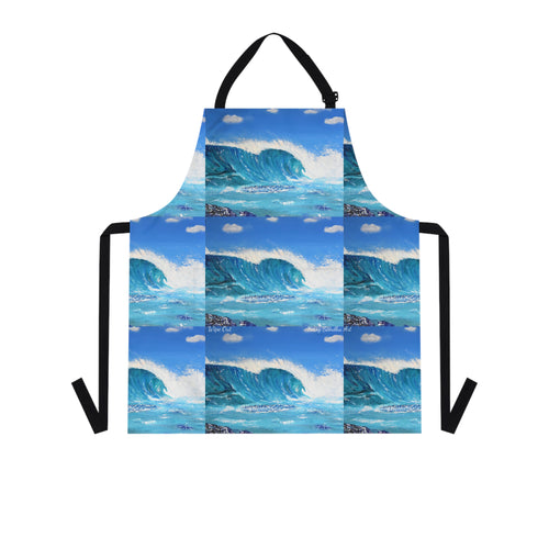 Apron - lightweight, silky finish 100% polyester, two front pockets. Many original artwork designs by Kerry Sandhu Art