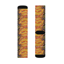 Load image into Gallery viewer, Step out in style with these funky socks! 3 sizes. Ribbed tube, cushioned bottoms, sublimated print by Kerry Sandhu Art
