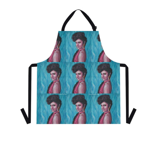 Apron - lightweight, silky finish 100% polyester, two front pockets. Many original artwork designs by Kerry Sandhu Art