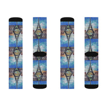Load image into Gallery viewer, Step out in style with these funky socks! 3 sizes. Ribbed tube, cushioned bottoms, sublimated print by Kerry Sandhu Art
