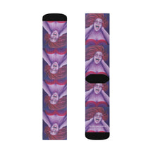 Load image into Gallery viewer, Step out in style with these funky socks! 3 sizes. Ribbed tube, cushioned bottoms, sublimated print by Kerry Sandhu Art
