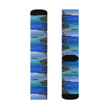 Load image into Gallery viewer, Step out in style with these funky socks! 3 sizes. Ribbed tube, cushioned bottoms, sublimated print by Kerry Sandhu Art

