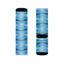 Load image into Gallery viewer, Step out in style with these funky socks! 3 sizes. Ribbed tube, cushioned bottoms, sublimated print by Kerry Sandhu Art

