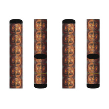 Load image into Gallery viewer, Step out in style with these funky socks! 3 sizes. Ribbed tube, cushioned bottoms, sublimated print by Kerry Sandhu Art
