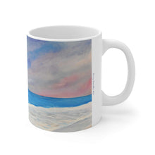 Load image into Gallery viewer, 11oz BPA, lead-free, microwave/dishwasher safe, white ceramic, vivid colours. Many original artworks by Kerry Sandhu Art
