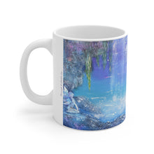 Load image into Gallery viewer, 11oz BPA, lead-free, microwave/dishwasher safe, white ceramic, vivid colours. Many original artworks by Kerry Sandhu Art
