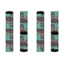 Load image into Gallery viewer, Step out in style with these funky socks! 3 sizes. Ribbed tube, cushioned bottoms, sublimated print by Kerry Sandhu Art
