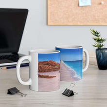 Load image into Gallery viewer, 11oz BPA, lead-free, microwave/dishwasher safe, white ceramic, vivid colours. Many original artworks by Kerry Sandhu Art
