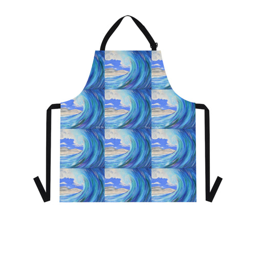 Apron - lightweight, silky finish 100% polyester, two front pockets. Many original artwork designs by Kerry Sandhu Art