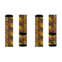 Load image into Gallery viewer, Step out in style with these funky socks! 3 sizes. Ribbed tube, cushioned bottoms, sublimated print by Kerry Sandhu Art
