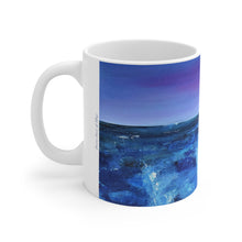 Load image into Gallery viewer, 11oz BPA, lead-free, microwave/dishwasher safe, white ceramic, vivid colours. Many original artworks by Kerry Sandhu Art
