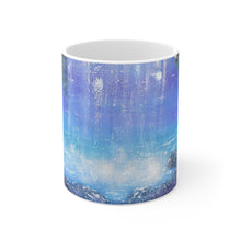 Load image into Gallery viewer, 11oz BPA, lead-free, microwave/dishwasher safe, white ceramic, vivid colours. Many original artworks by Kerry Sandhu Art
