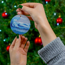 Load image into Gallery viewer, Original artwork front, description on back. Thick high-quality porcelain. 7cm diameter. Comes w/ ribbon by Kerry Sandhu Art
