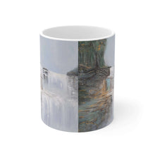 Load image into Gallery viewer, 11oz BPA, lead-free, microwave/dishwasher safe, white ceramic, vivid colours. Many original artworks by Kerry Sandhu Art
