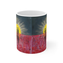 Load image into Gallery viewer, 11oz BPA, lead-free, microwave/dishwasher safe, white ceramic, vivid colours. Many original artworks by Kerry Sandhu Art
