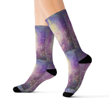 Load image into Gallery viewer, Step out in style with these funky socks! 3 sizes. Ribbed tube, cushioned bottoms, sublimated print by Kerry Sandhu Art
