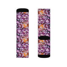 Load image into Gallery viewer, Step out in style with these funky socks! 3 sizes. Ribbed tube, cushioned bottoms, sublimated print by Kerry Sandhu Art
