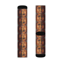 Load image into Gallery viewer, Step out in style with these funky socks! 3 sizes. Ribbed tube, cushioned bottoms, sublimated print by Kerry Sandhu Art
