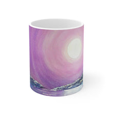 Load image into Gallery viewer, 11oz BPA, lead-free, microwave/dishwasher safe, white ceramic, vivid colours. Many original artworks by Kerry Sandhu Art
