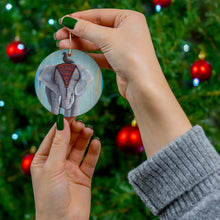 Load image into Gallery viewer, Original artwork front, description on back. Thick high-quality porcelain. 7cm diameter. Comes w/ ribbon by Kerry Sandhu Art

