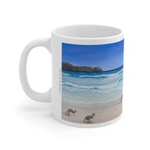 Load image into Gallery viewer, 11oz BPA, lead-free, microwave/dishwasher safe, white ceramic, vivid colours. Many original artworks by Kerry Sandhu Art
