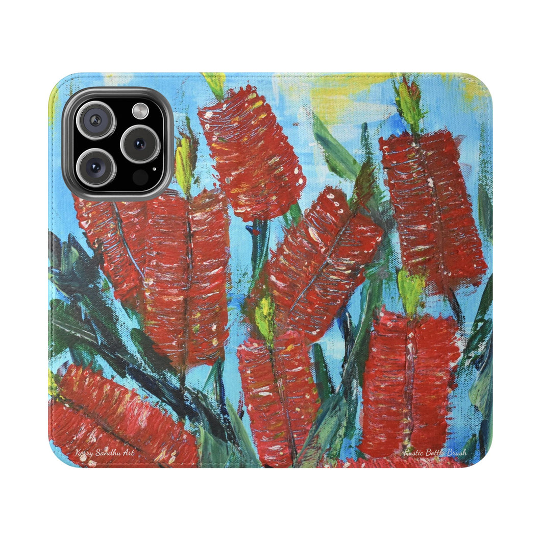 Rustic Bottle Brush - PHONE CASE WALLET - by Kerry Sandhu Art