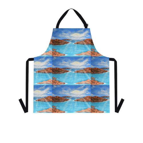 Apron - lightweight, silky finish 100% polyester, two front pockets. Many original artwork designs by Kerry Sandhu Art