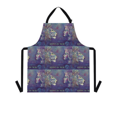 Apron - lightweight, silky finish 100% polyester, two front pockets. Many original artwork designs by Kerry Sandhu Art