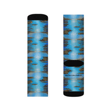 Load image into Gallery viewer, Step out in style with these funky socks! 3 sizes. Ribbed tube, cushioned bottoms, sublimated print by Kerry Sandhu Art
