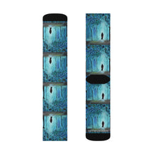 Load image into Gallery viewer, Step out in style with these funky socks! 3 sizes. Ribbed tube, cushioned bottoms, sublimated print by Kerry Sandhu Art
