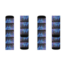 Load image into Gallery viewer, Step out in style with these funky socks! 3 sizes. Ribbed tube, cushioned bottoms, sublimated print by Kerry Sandhu Art
