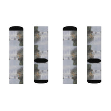 Load image into Gallery viewer, Step out in style with these funky socks! 3 sizes. Ribbed tube, cushioned bottoms, sublimated print by Kerry Sandhu Art
