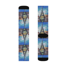 Load image into Gallery viewer, Step out in style with these funky socks! 3 sizes. Ribbed tube, cushioned bottoms, sublimated print by Kerry Sandhu Art
