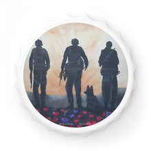 Load image into Gallery viewer, The Dust of Uruzgan (with Poppies) - MAGNETIC BOTTLE OPENER - Designed from original Anzac day artwork

