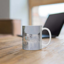 Load image into Gallery viewer, 11oz BPA, lead-free, microwave/dishwasher safe, white ceramic, vivid colours. Many original artworks by Kerry Sandhu Art
