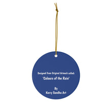 Load image into Gallery viewer, Original artwork front, description on back. Thick high-quality porcelain. 7cm diameter. Comes w/ ribbon by Kerry Sandhu Art
