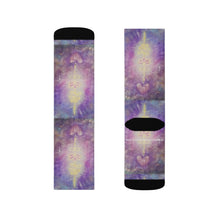 Load image into Gallery viewer, Step out in style with these funky socks! 3 sizes. Ribbed tube, cushioned bottoms, sublimated print by Kerry Sandhu Art
