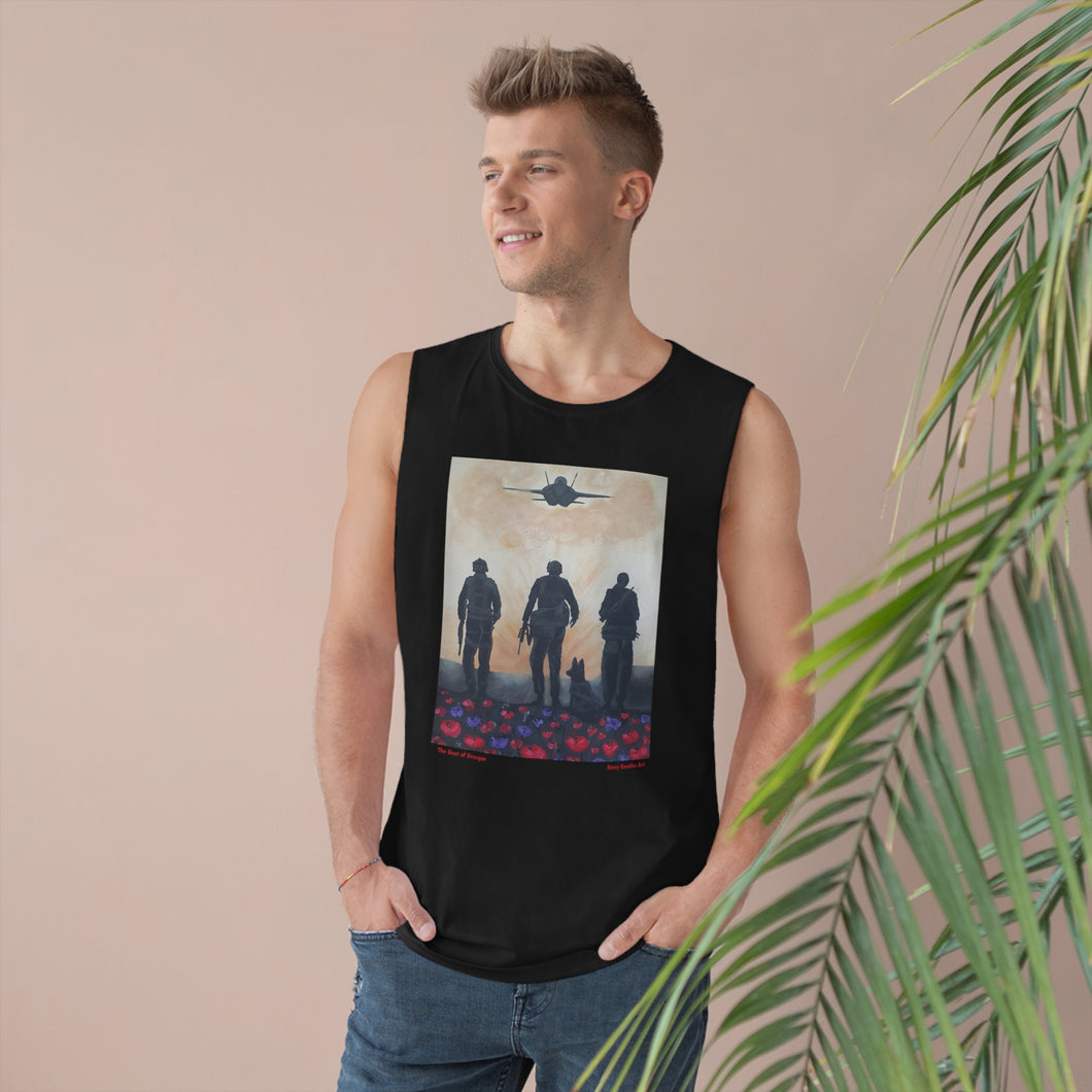 The Dust of Uruzgan - UNISEX TANK - Designed from original ANZAC Day artwork (Image on front)