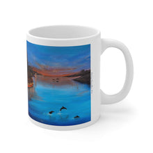 Load image into Gallery viewer, 11oz BPA, lead-free, microwave/dishwasher safe, white ceramic, vivid colours. Many original artworks by Kerry Sandhu Art
