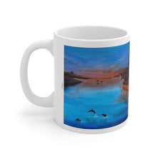 Load image into Gallery viewer, 11oz BPA, lead-free, microwave/dishwasher safe, white ceramic, vivid colours. Many original artworks by Kerry Sandhu Art
