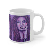Load image into Gallery viewer, 11oz BPA, lead-free, microwave/dishwasher safe, white ceramic, vivid colours. Many original artworks by Kerry Sandhu Art
