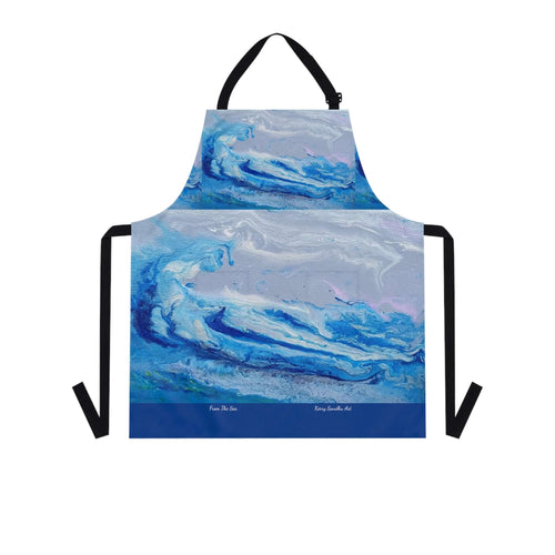 Apron - lightweight, silky finish 100% polyester, two front pockets. Many original artwork designs by Kerry Sandhu Art